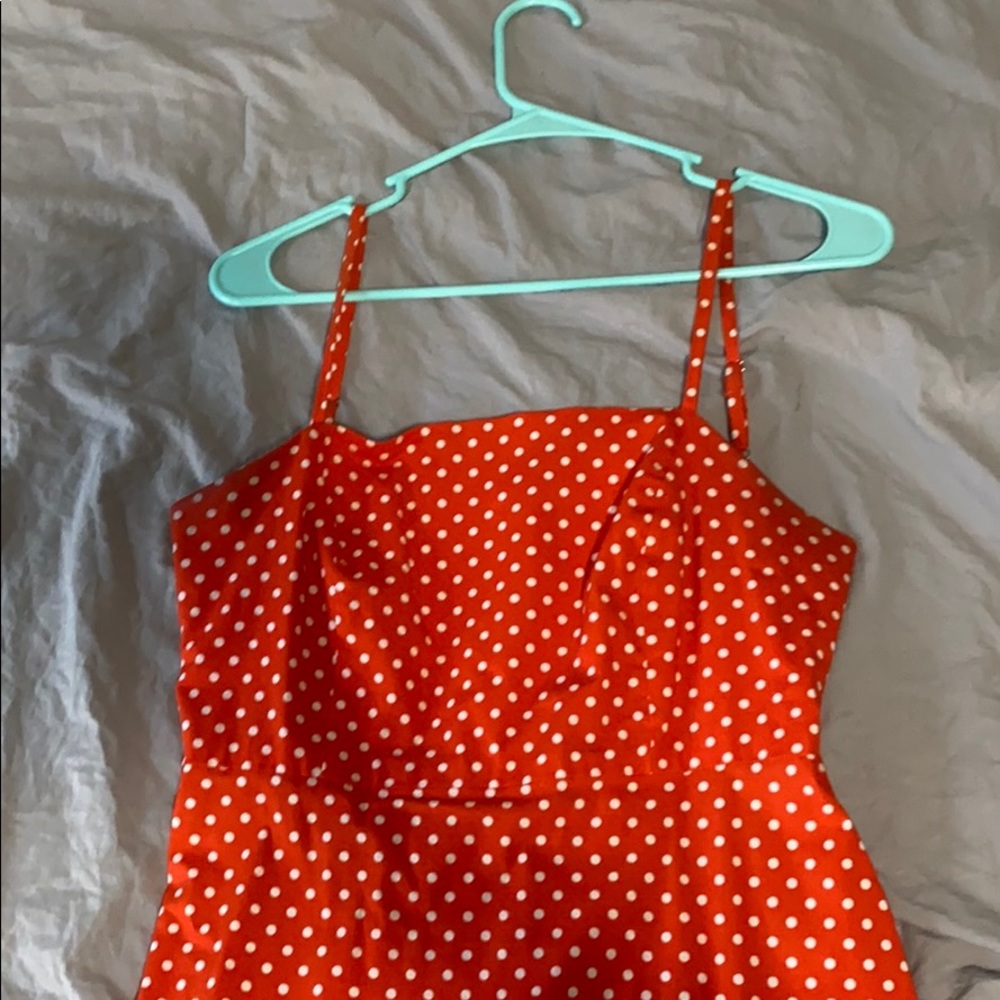 Polka dotted red cami dress